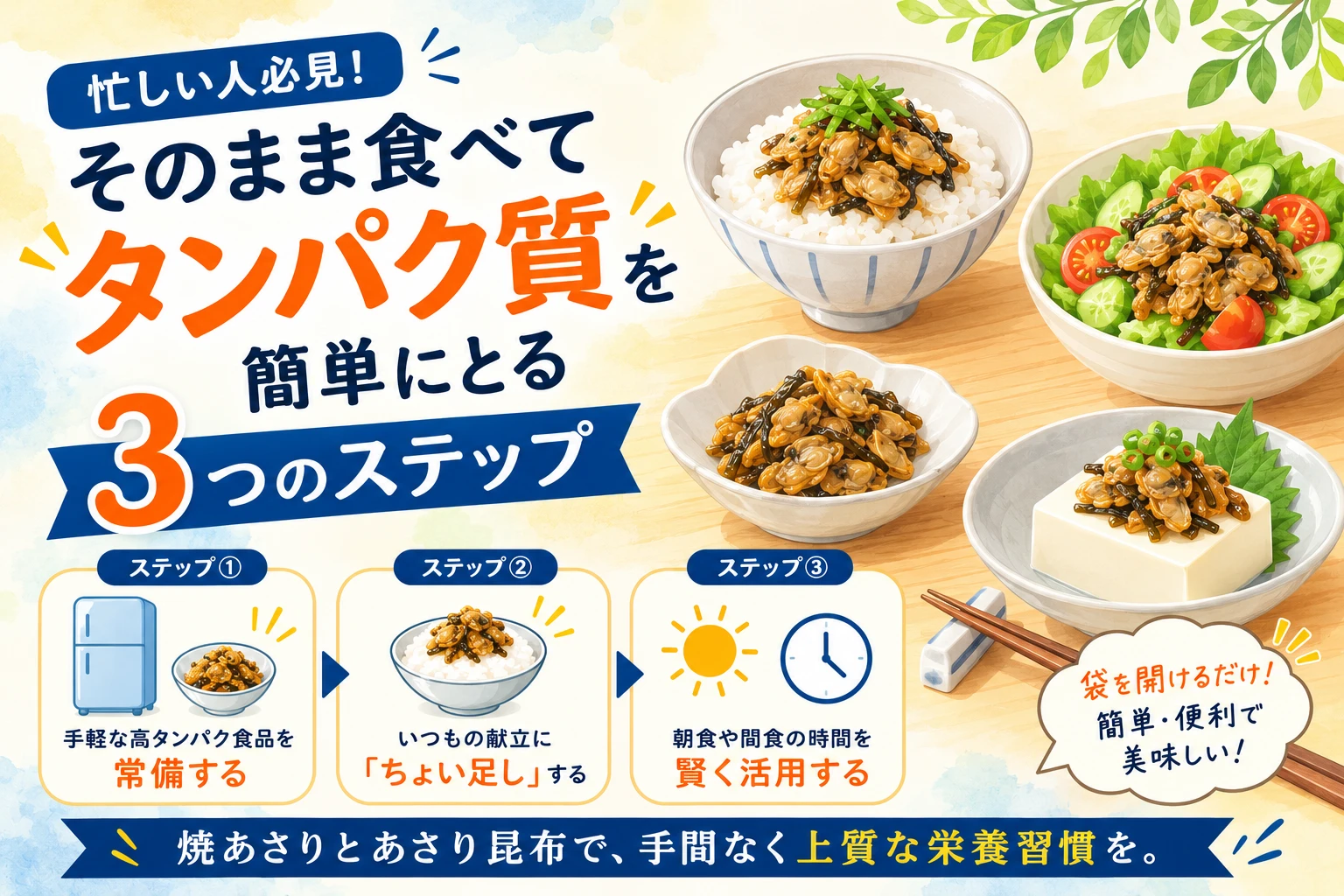 忙しい人必見！そのまま食べてタンパク質を簡単にとる3つのステップ