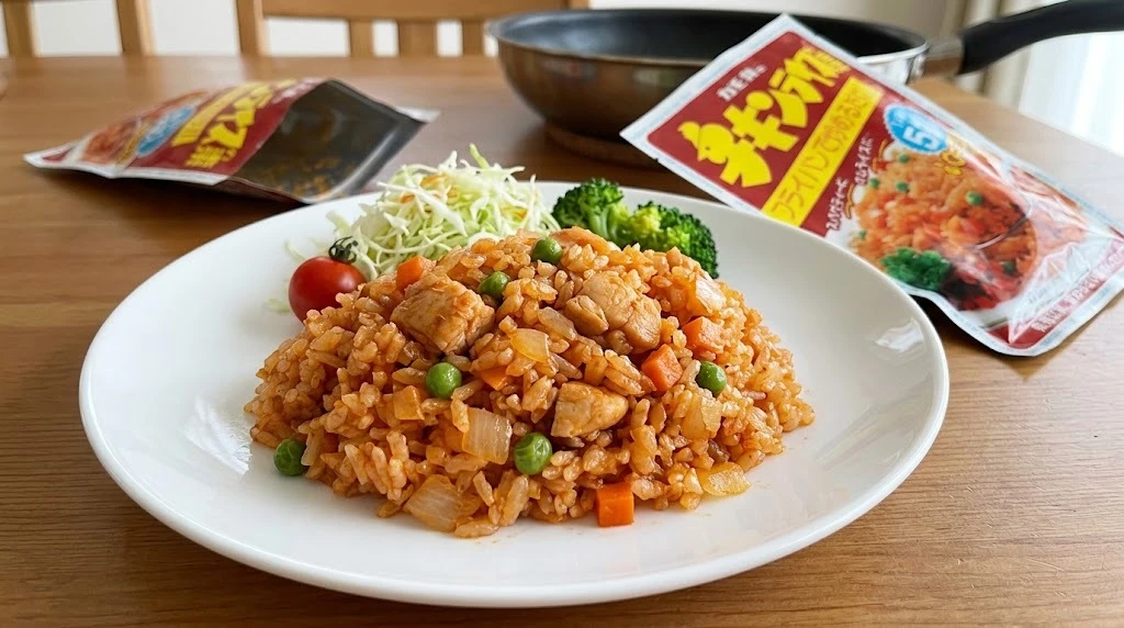 チキンライス盛り付け